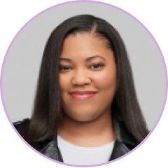 A headshot of Amber, a portrayal of a gMG patient